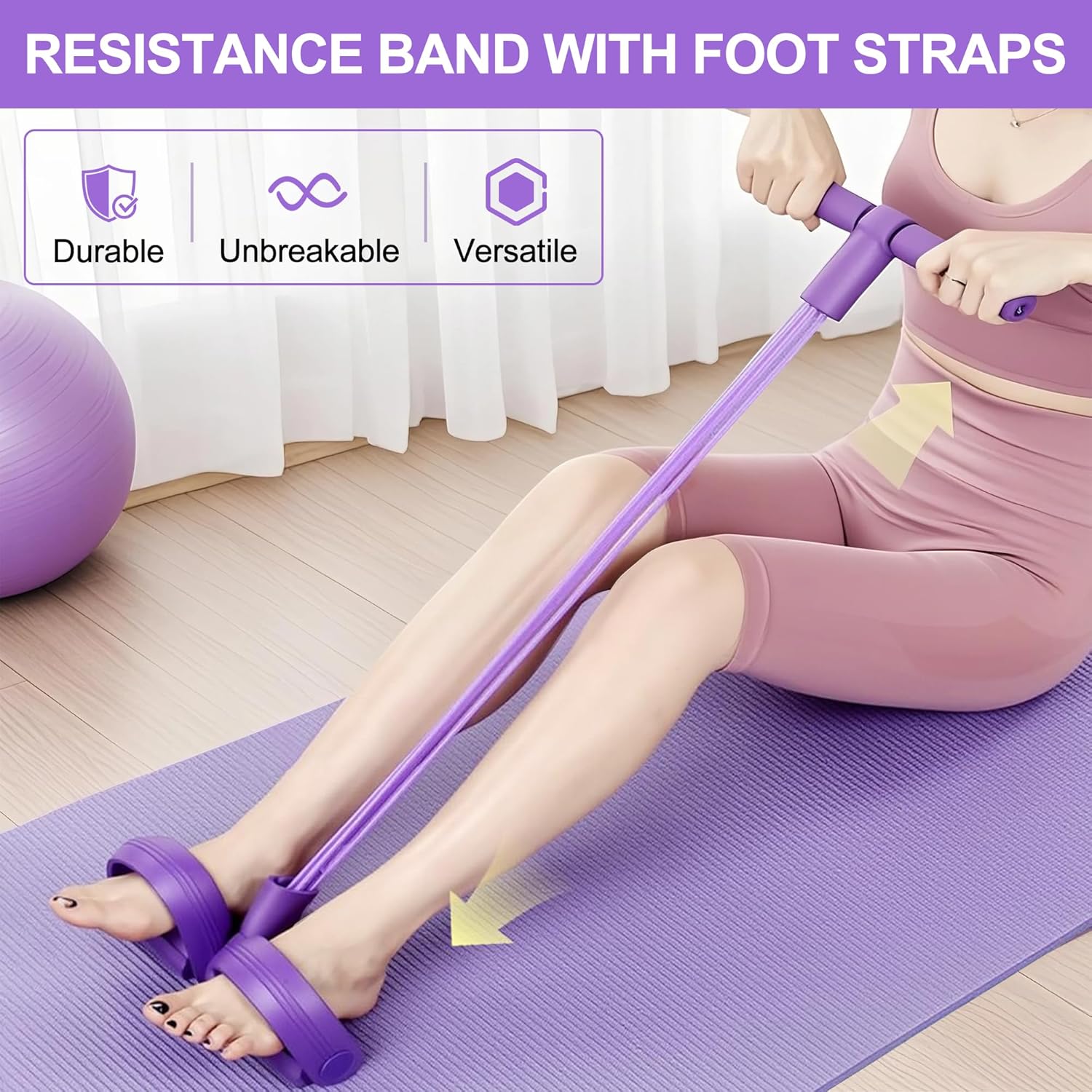 Home Gym Youtube - 4-buis pedaalweerstandsband multifunctionele spankabel elastische yogatrekker